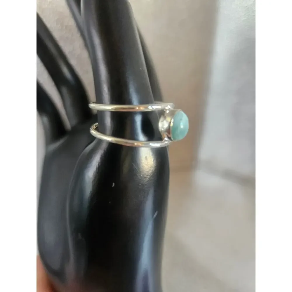 Larimar Ring Sterling Silver 925 Stamped Sz 11.5
